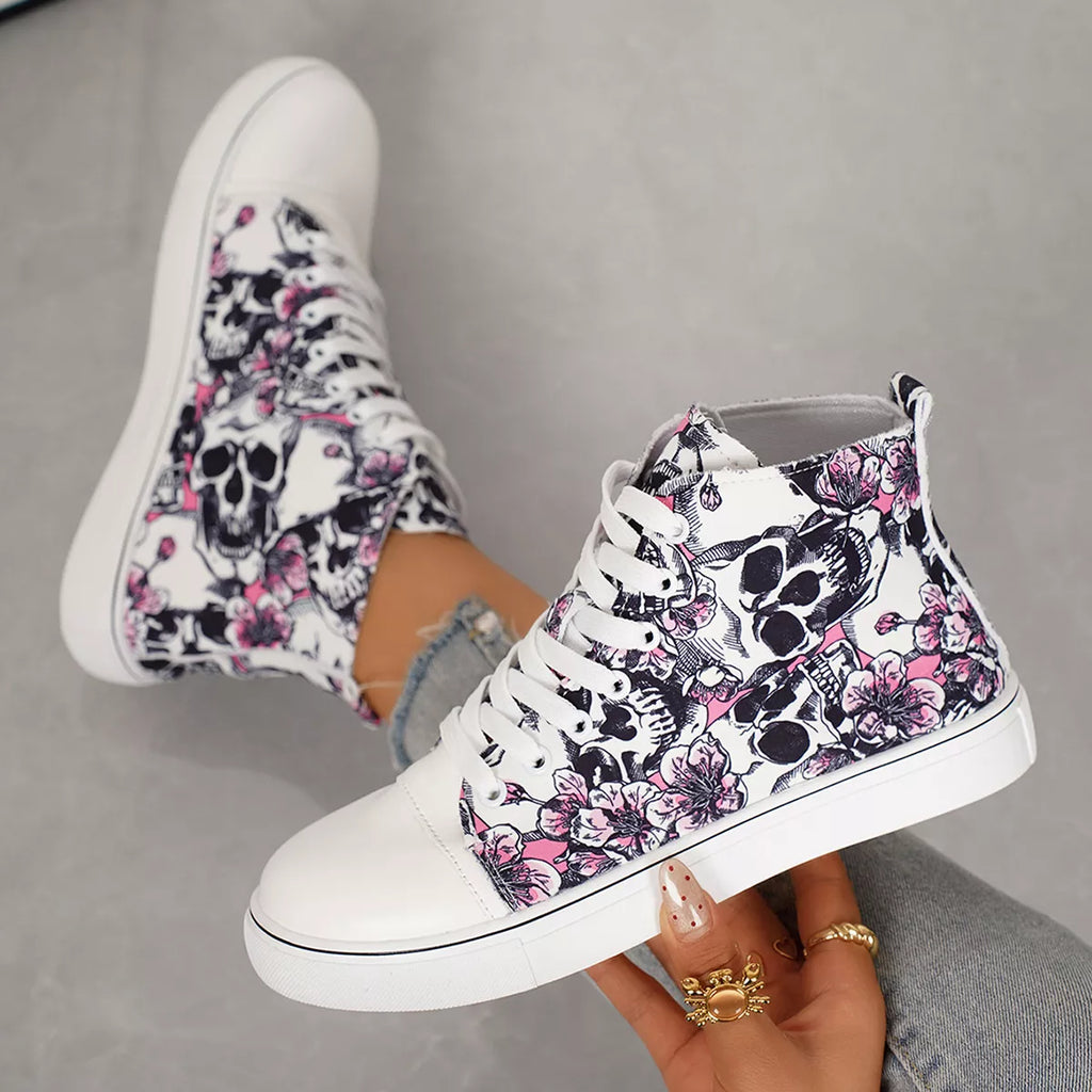 Round Toe Lace Up Sneakers - URBANPICK FASHION