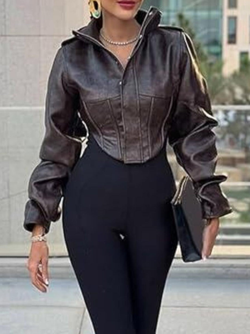 Vintage Style Slim Fit Leather Jacket - URBANPICK FASHION