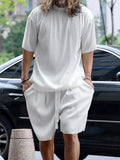 Men's Full Size Round Neck Short Sleeve Top and Shorts Set Plus Size - URBANPICK FASHION