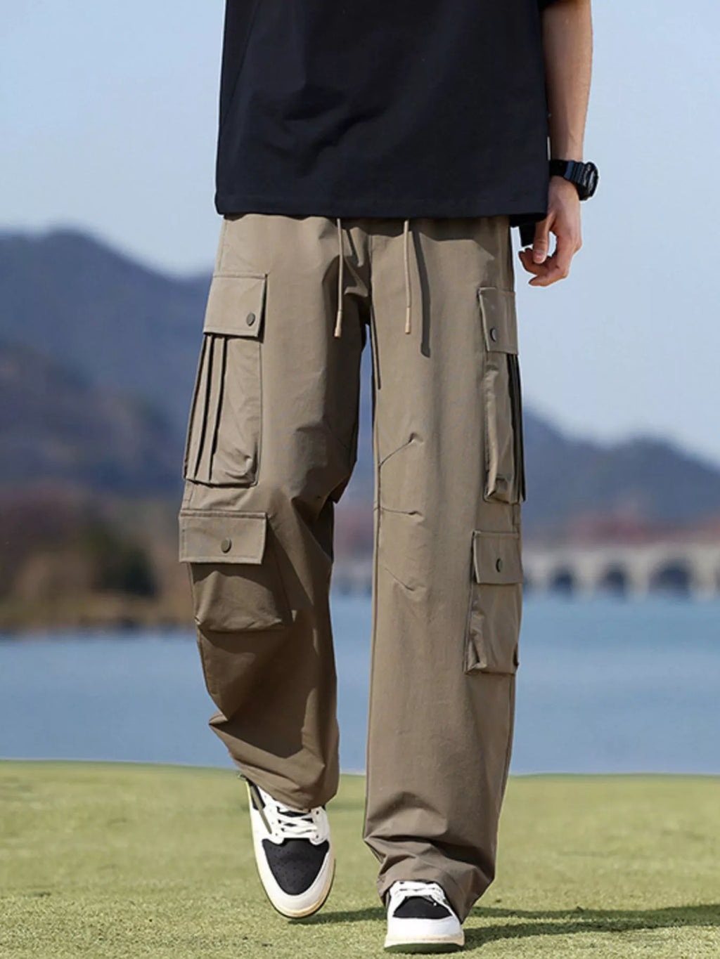 Men's Plus Size Loose Fit Multi-Pocket Cargo Pants - URBANPICK FASHION