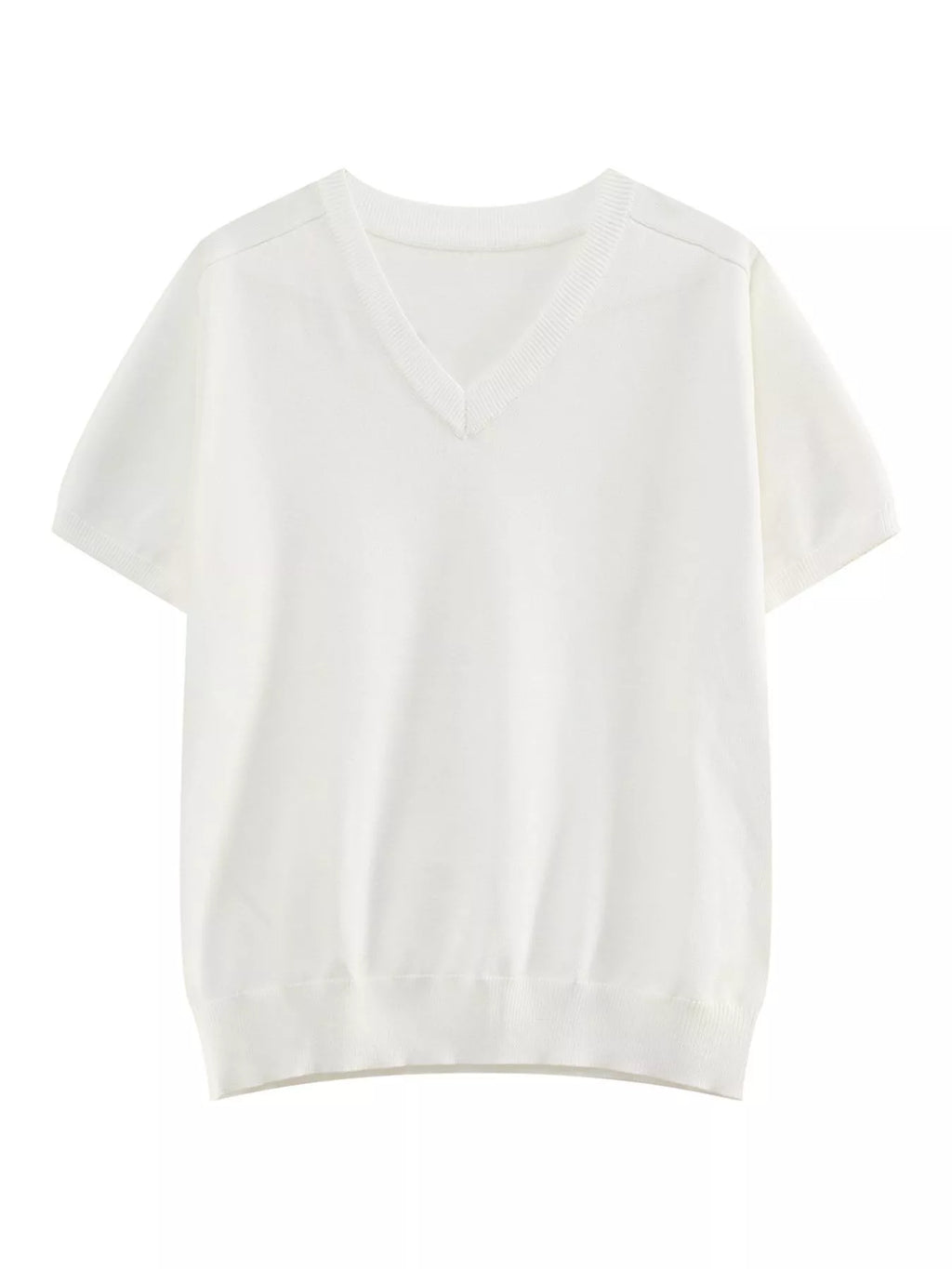 Men's V-Neck Short-Sleeve Knit T-Shirt - URBANPICK FASHION