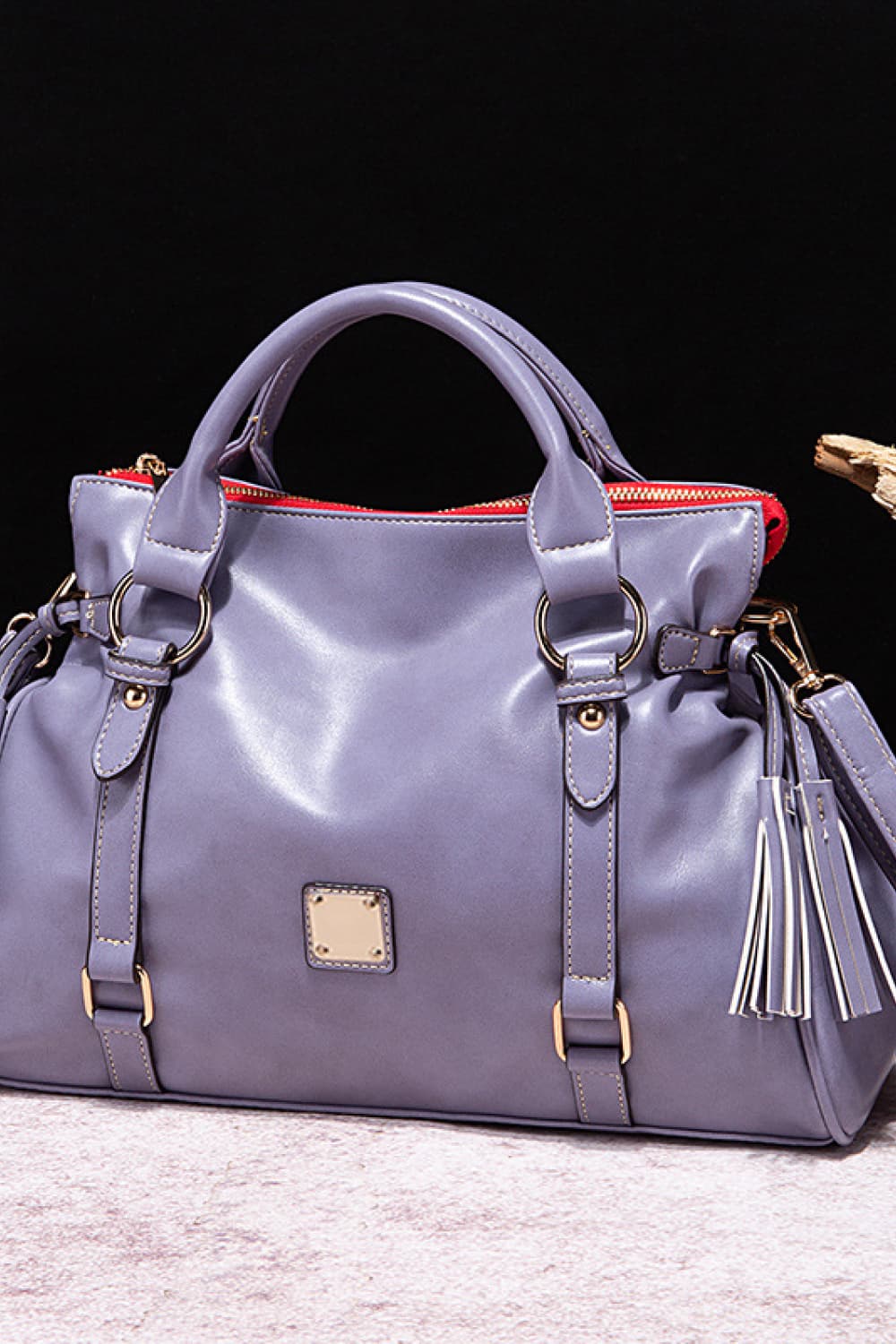 PU Leather Handbag with Tassels - URBANPICK FASHION