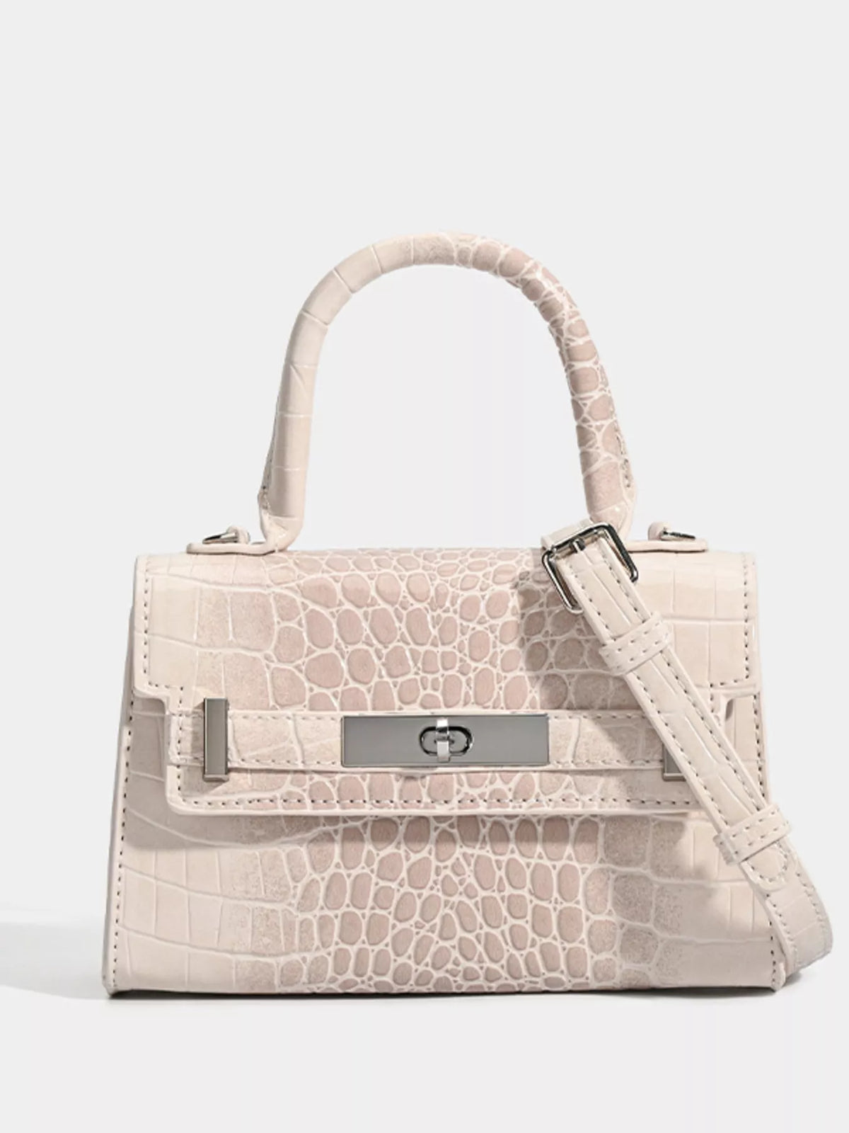 Croc-Embossed Top Handle Handbag - URBANPICK FASHION