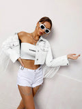 Fringed Cropped Denim Jacket - URBANPICK FASHION