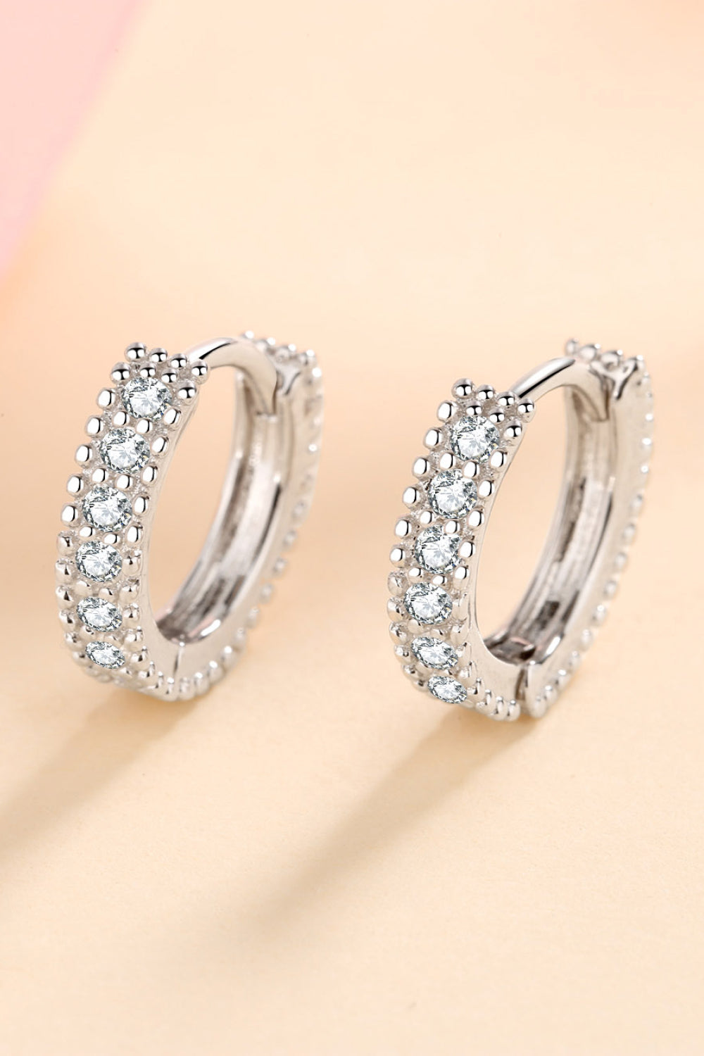 925 Sterling Silver Inlaid Moissanite Huggie Earrings - URBANPICK FASHION