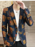 Men's Plus Size Printed One Button Slim Fit Blazer - URBANPICK FASHION