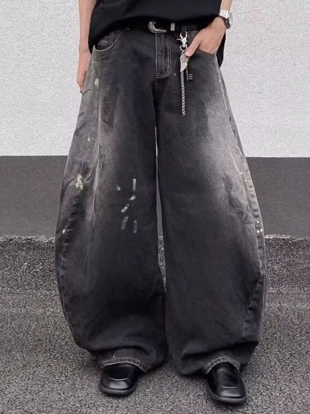 Men's Full Size Wide Leg Distressed Jeans Plus Size - URBANPICK FASHION