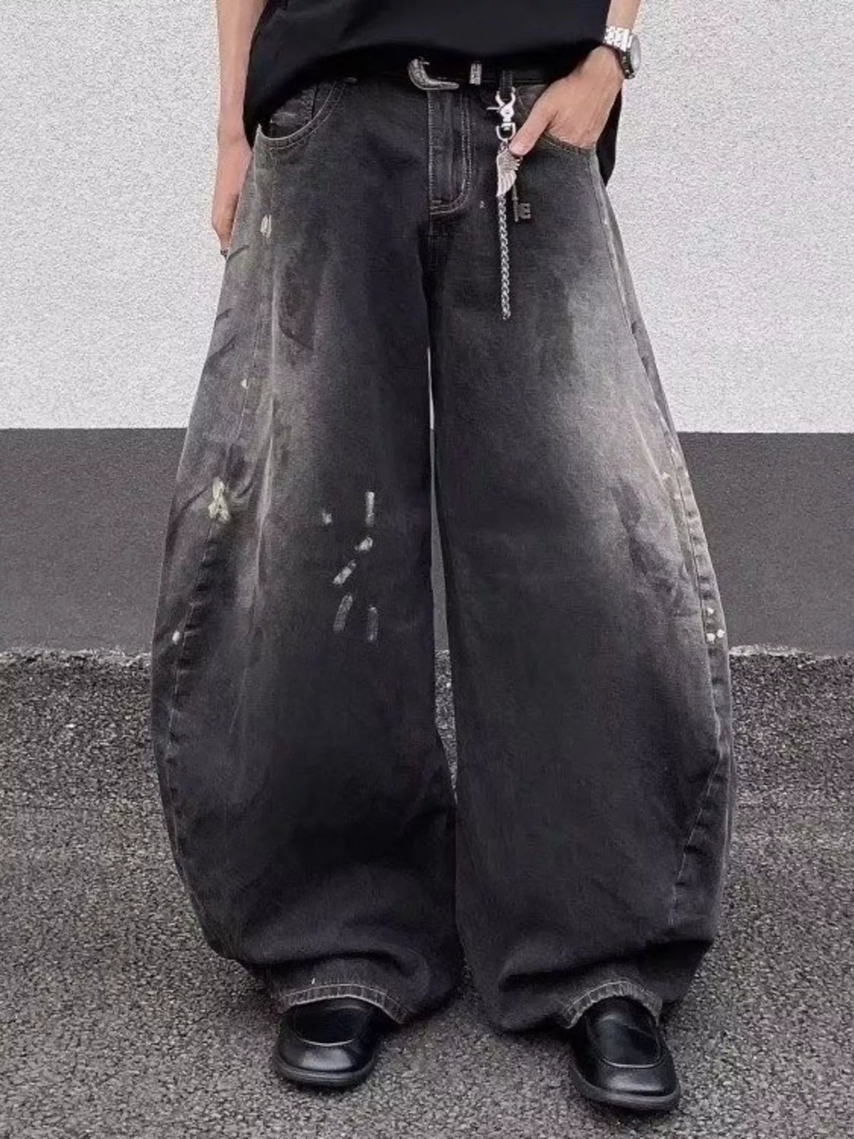 Men's Full Size Wide Leg Distressed Jeans Plus Size - URBANPICK FASHION