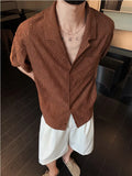 Men's Plus Size Textured Knit Short-Sleeve Shirt - URBANPICK FASHION