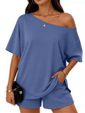 Full Size One Shoulder Top and Shorts Set Plus Size - URBANPICK FASHION