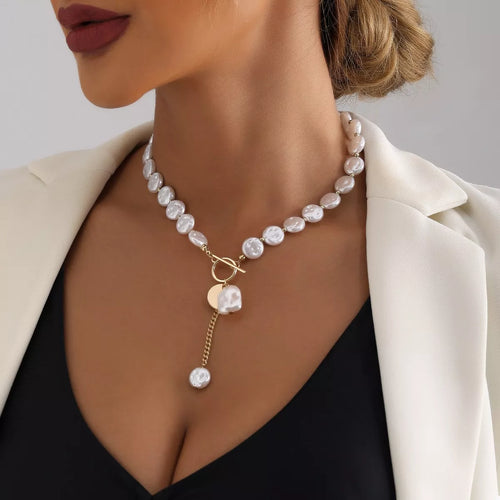 18K Gold-Plated Pearl Drop Necklace - URBANPICK FASHION