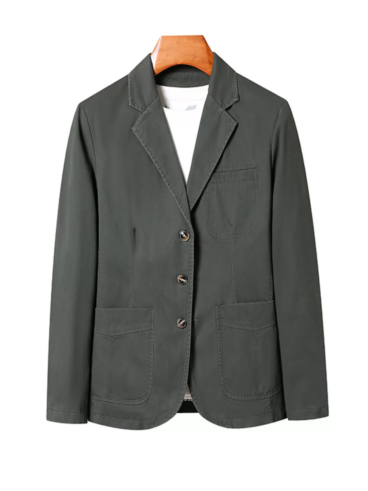 Men's Plus Size Lapel Collar Long Sleeve Blazer - URBANPICK FASHION