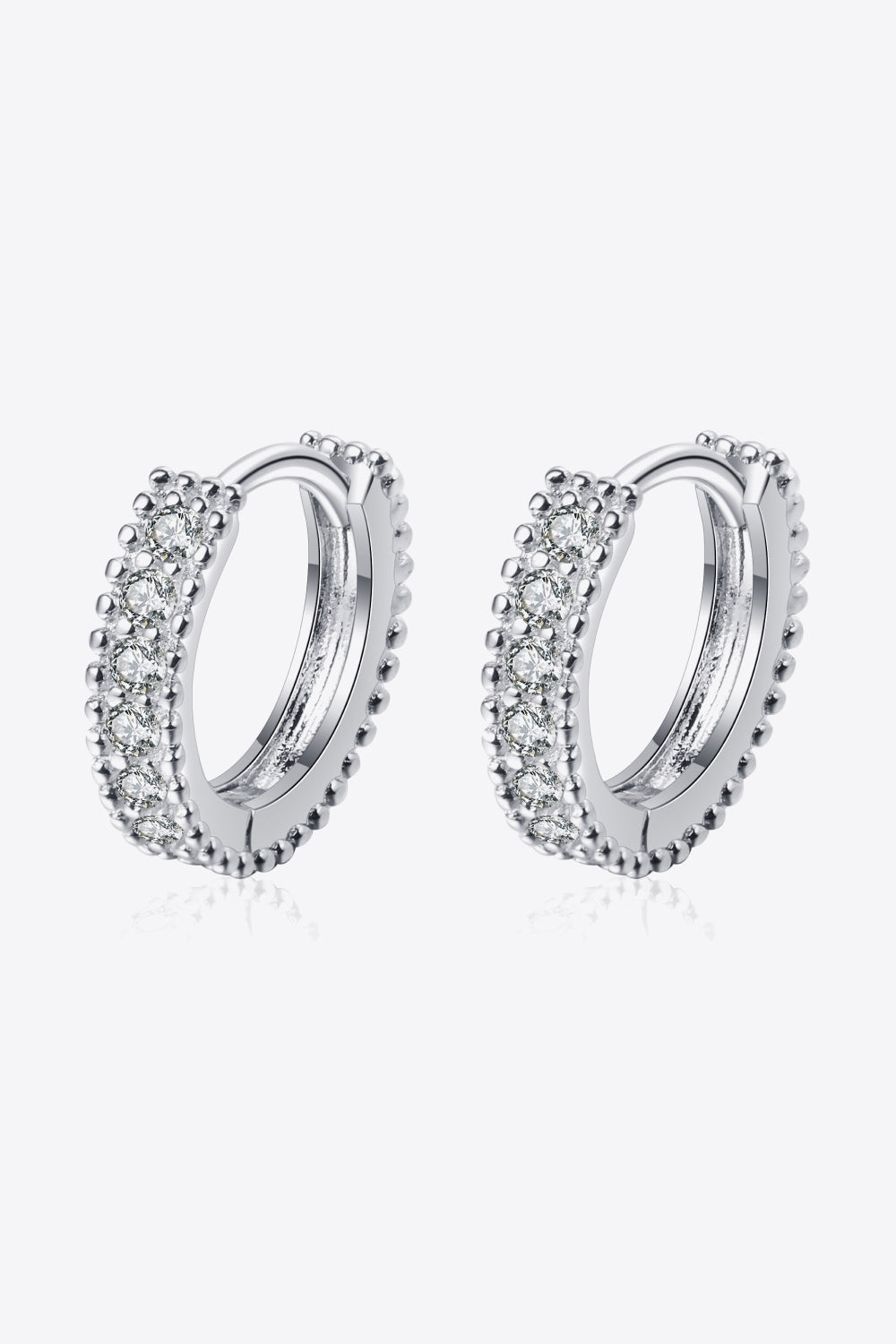 925 Sterling Silver Inlaid Moissanite Huggie Earrings - URBANPICK FASHION