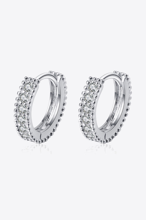 925 Sterling Silver Inlaid Moissanite Huggie Earrings - URBANPICK FASHION