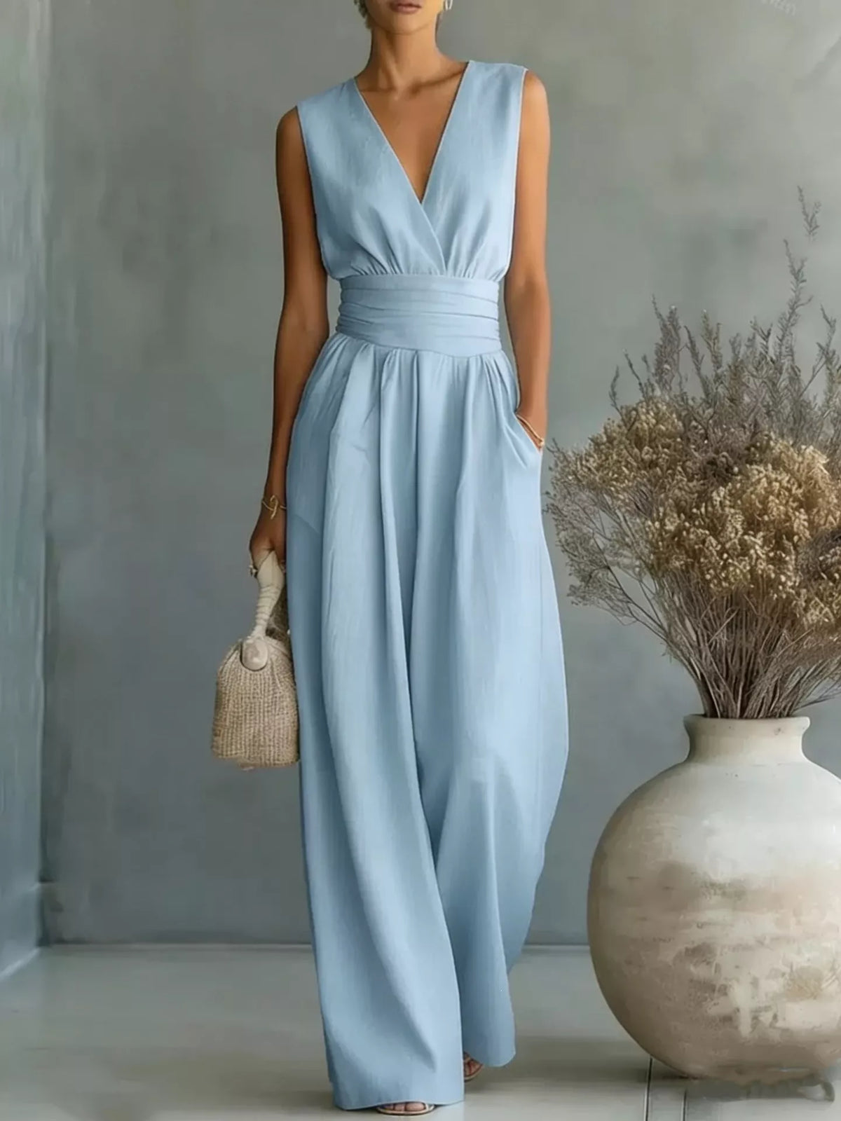 Full Size Sleeveless Wide-Leg Jumpsuit Plus Size - URBANPICK FASHION