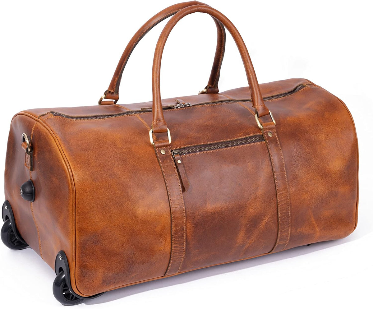 Tan Leather Trolley Bag 44L - URBANPICK FASHION