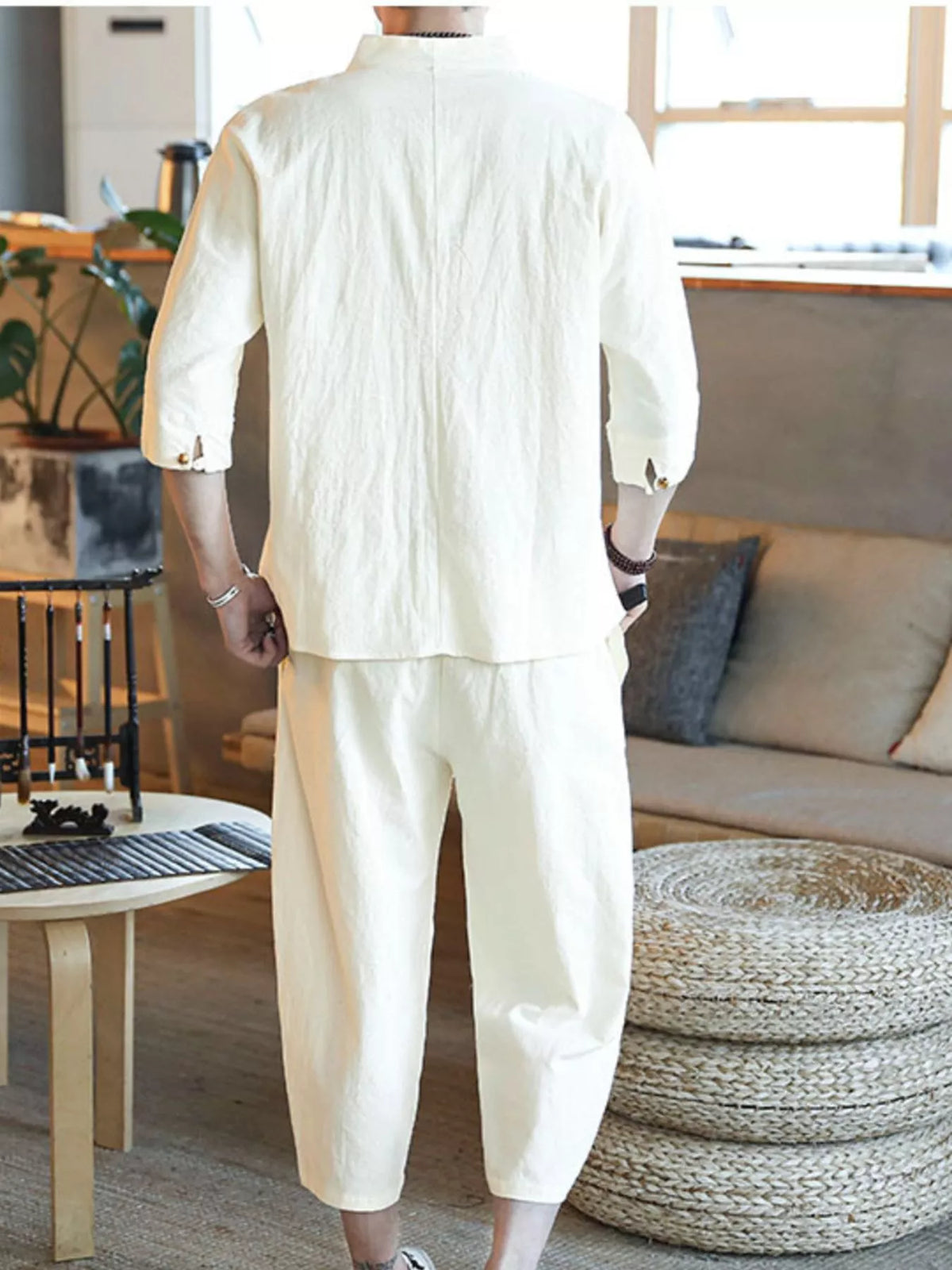 Men's Plus Size 3/4 Sleeve Top and Pants Set - URBANPICK FASHION