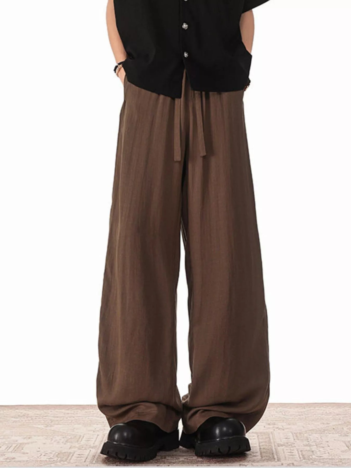 Men's Plus Size Wide Leg Drawstring Pants - URBANPICK FASHION
