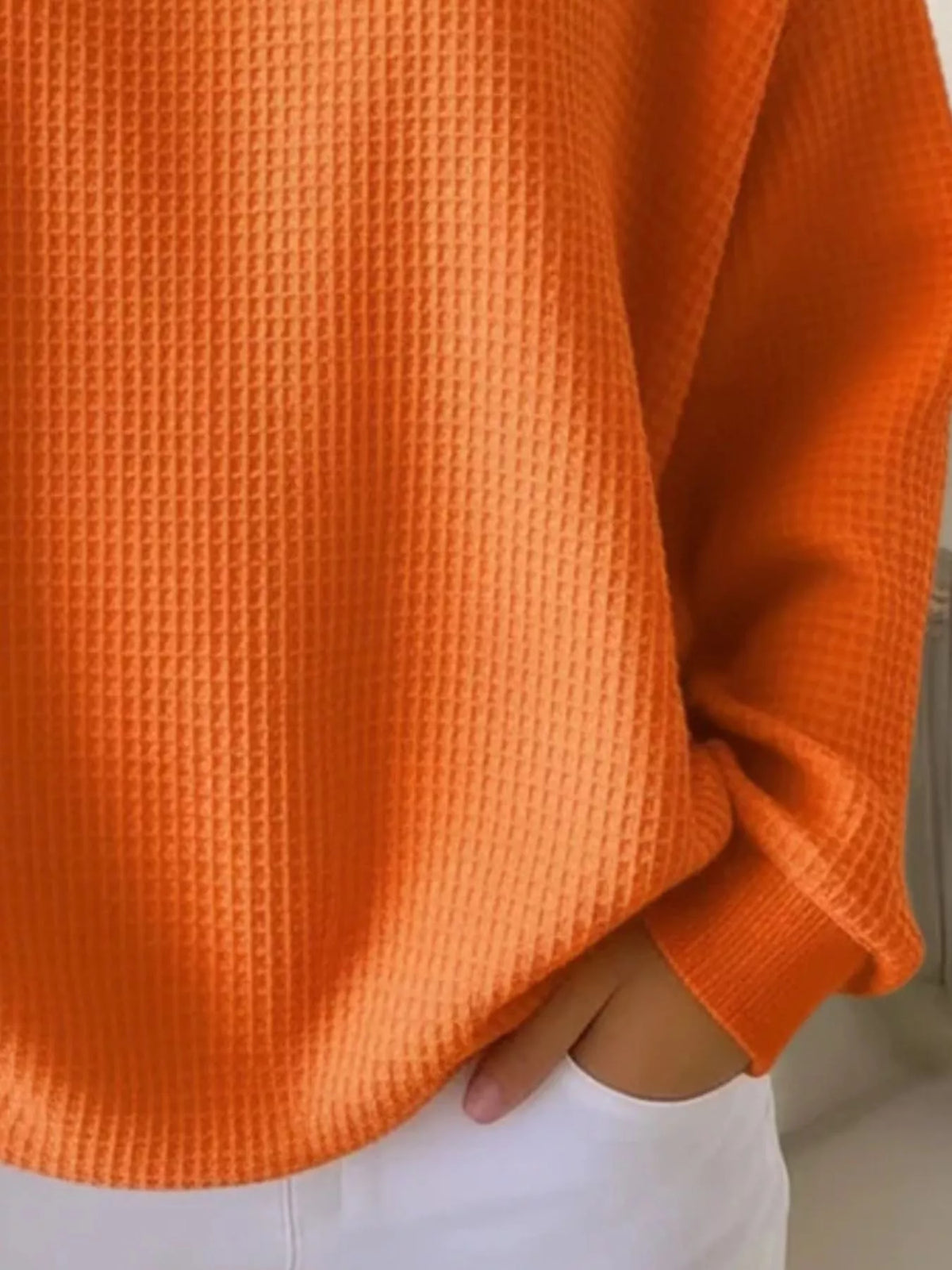 Full Size Waffle Knit Button Detail Top Plus Size - URBANPICK FASHION