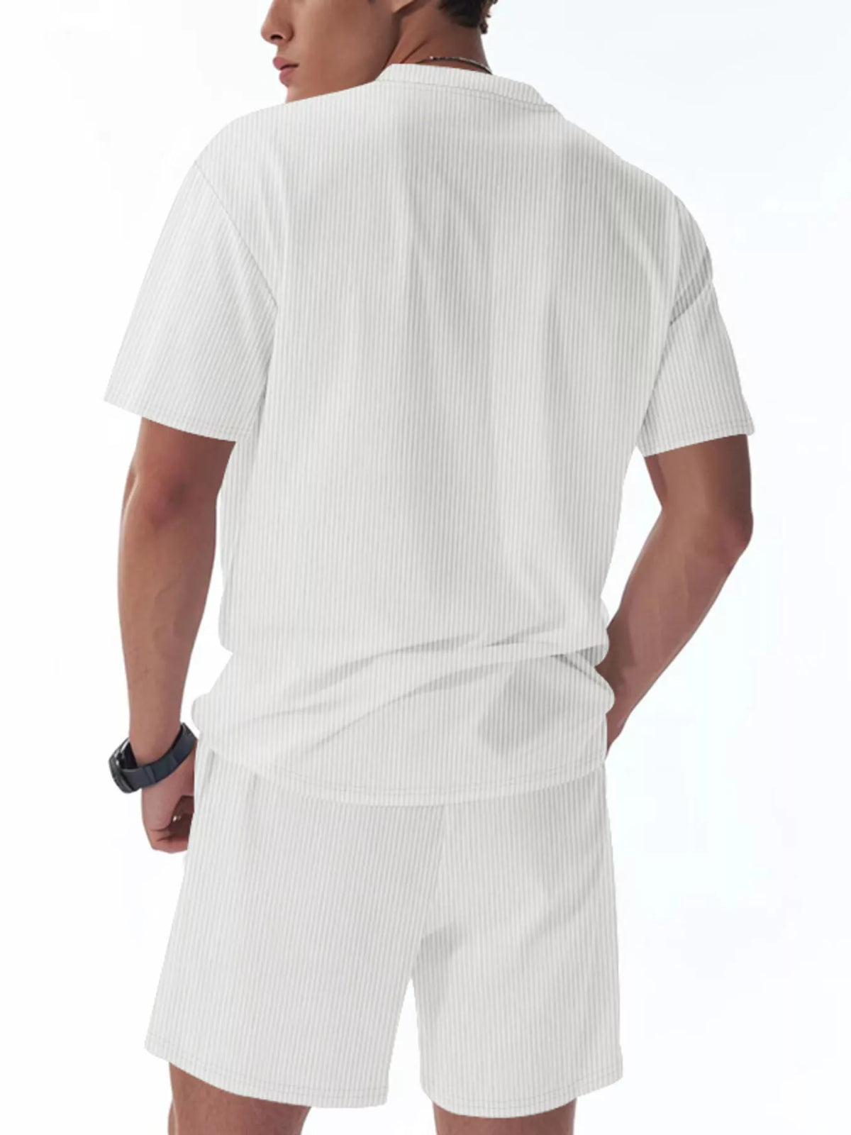 Men's Full Size Casual Striped Top and Shorts Set Plus Size - URBANPICK FASHION