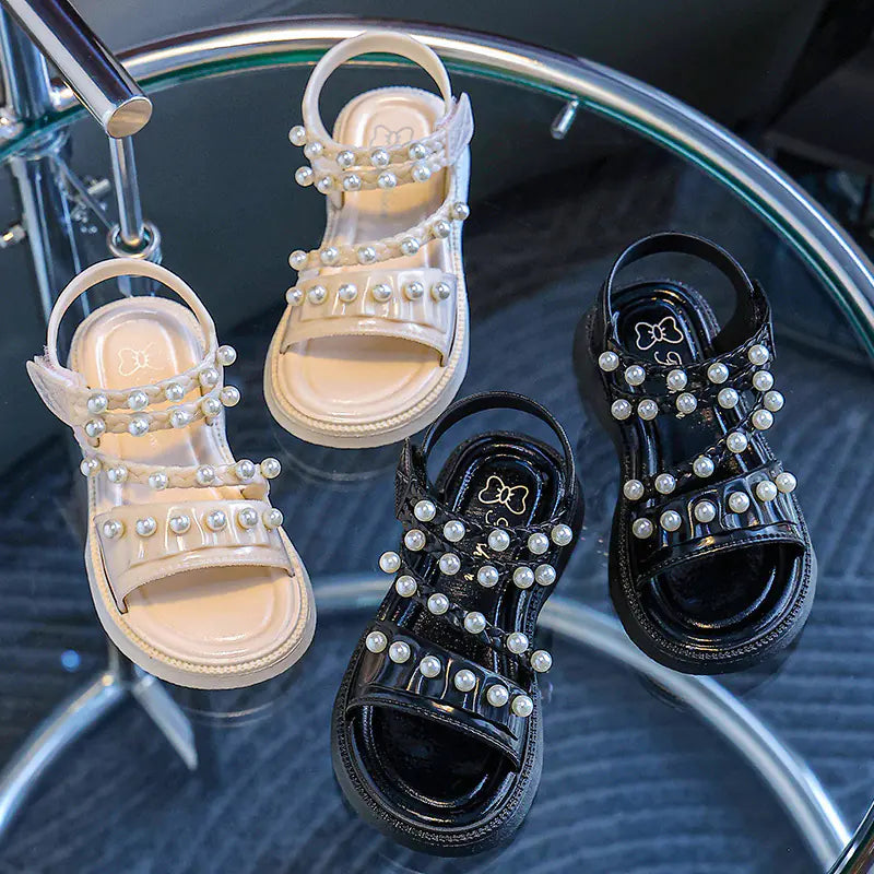 Girls' Summer Sandals with Pearls - Non-Slip Princess Shoes - URBANPICK FASHION