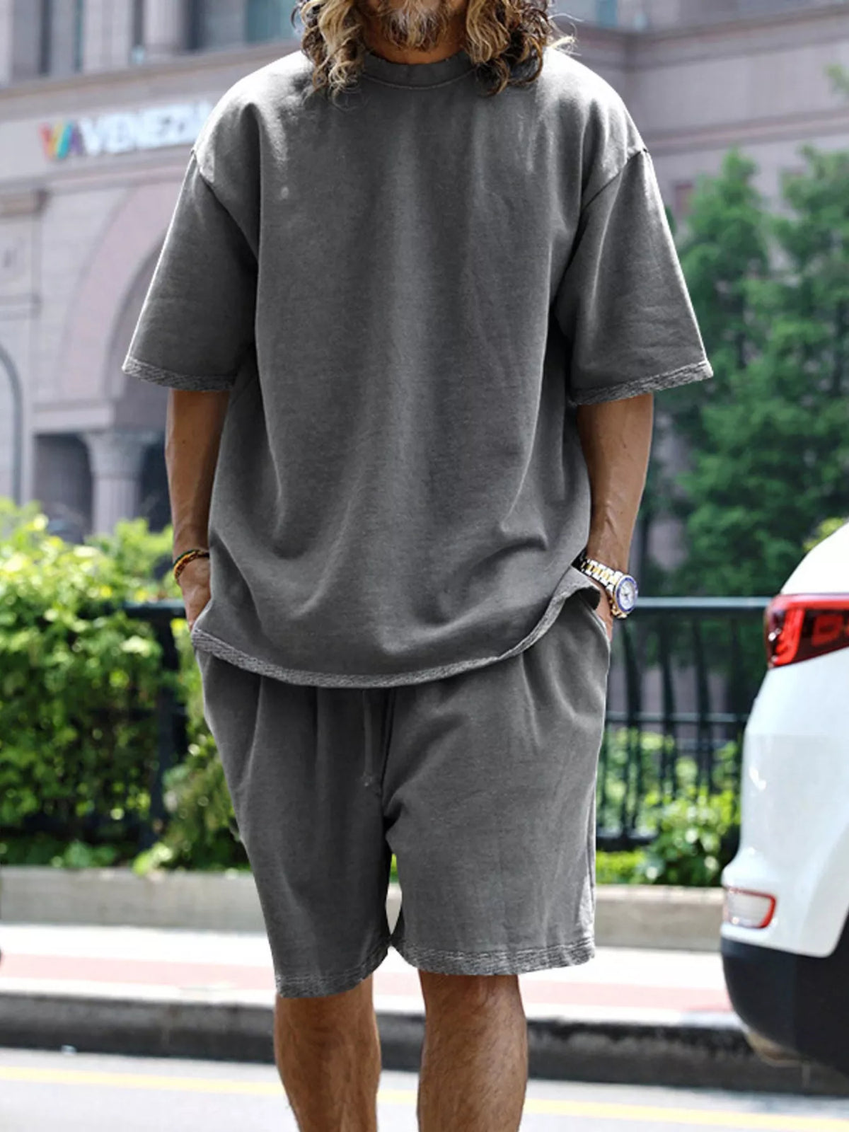Men's Full Size Relaxed Fit T-Shirt & Shorts Set Plus Size - URBANPICK FASHION