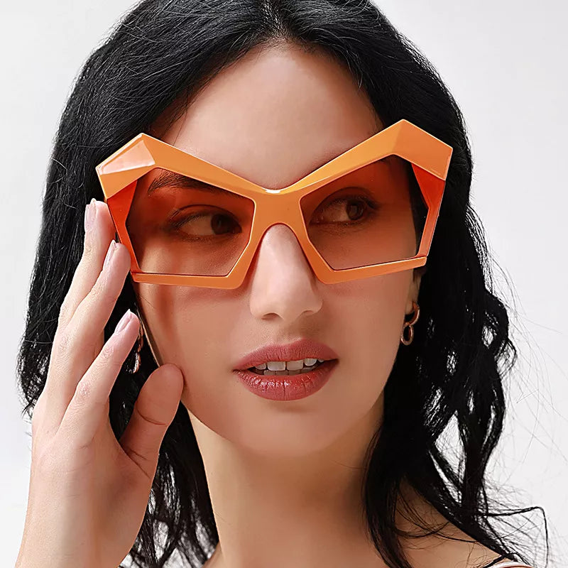 Oversized Geometric Orange Fashion Sunglasses - URBANPICK FASHION