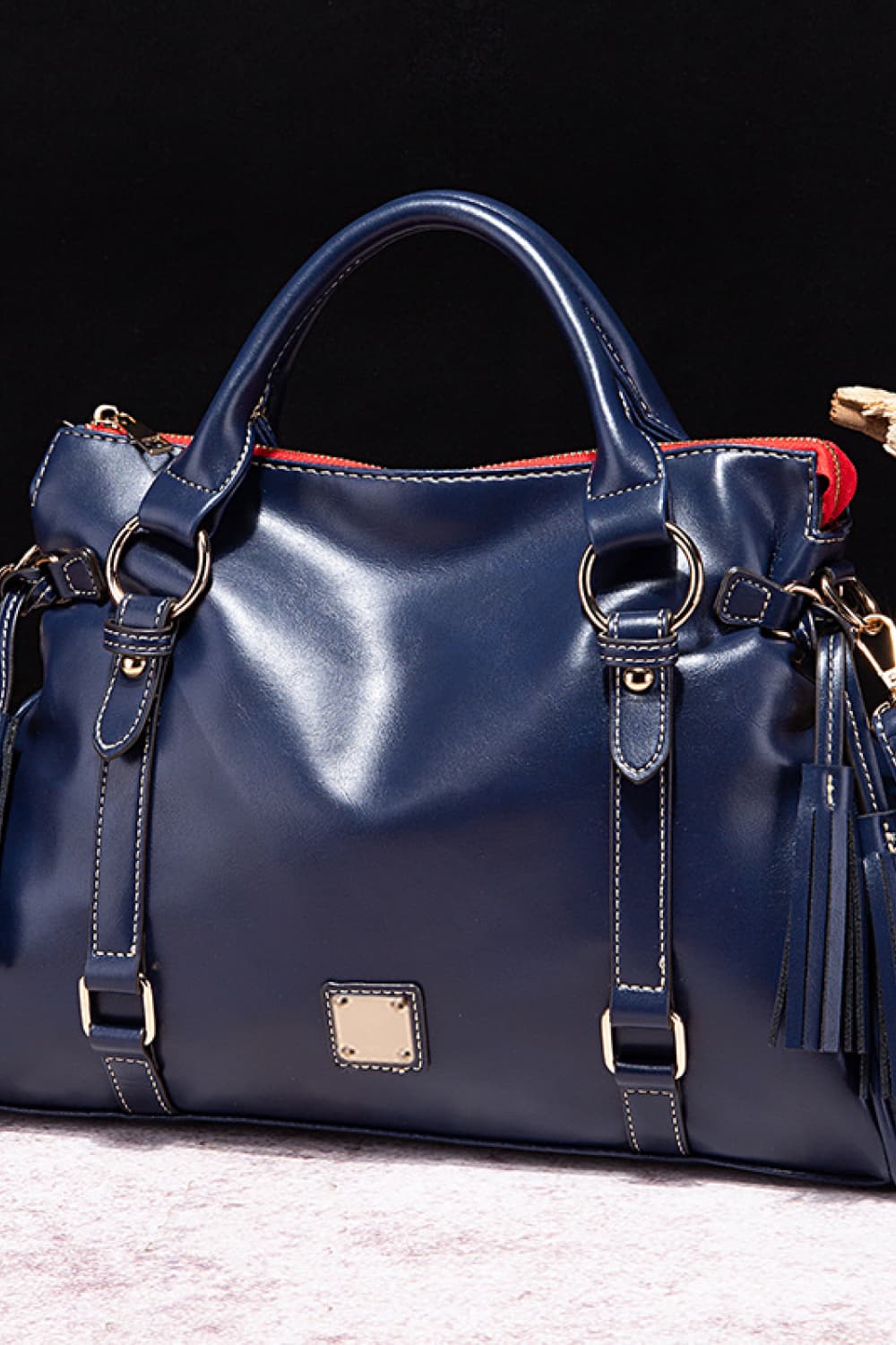 PU Leather Handbag with Tassels - URBANPICK FASHION