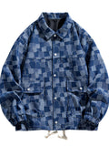 Men's Full Size Snap Down Denim Jacket Plus Size - URBANPICK FASHION