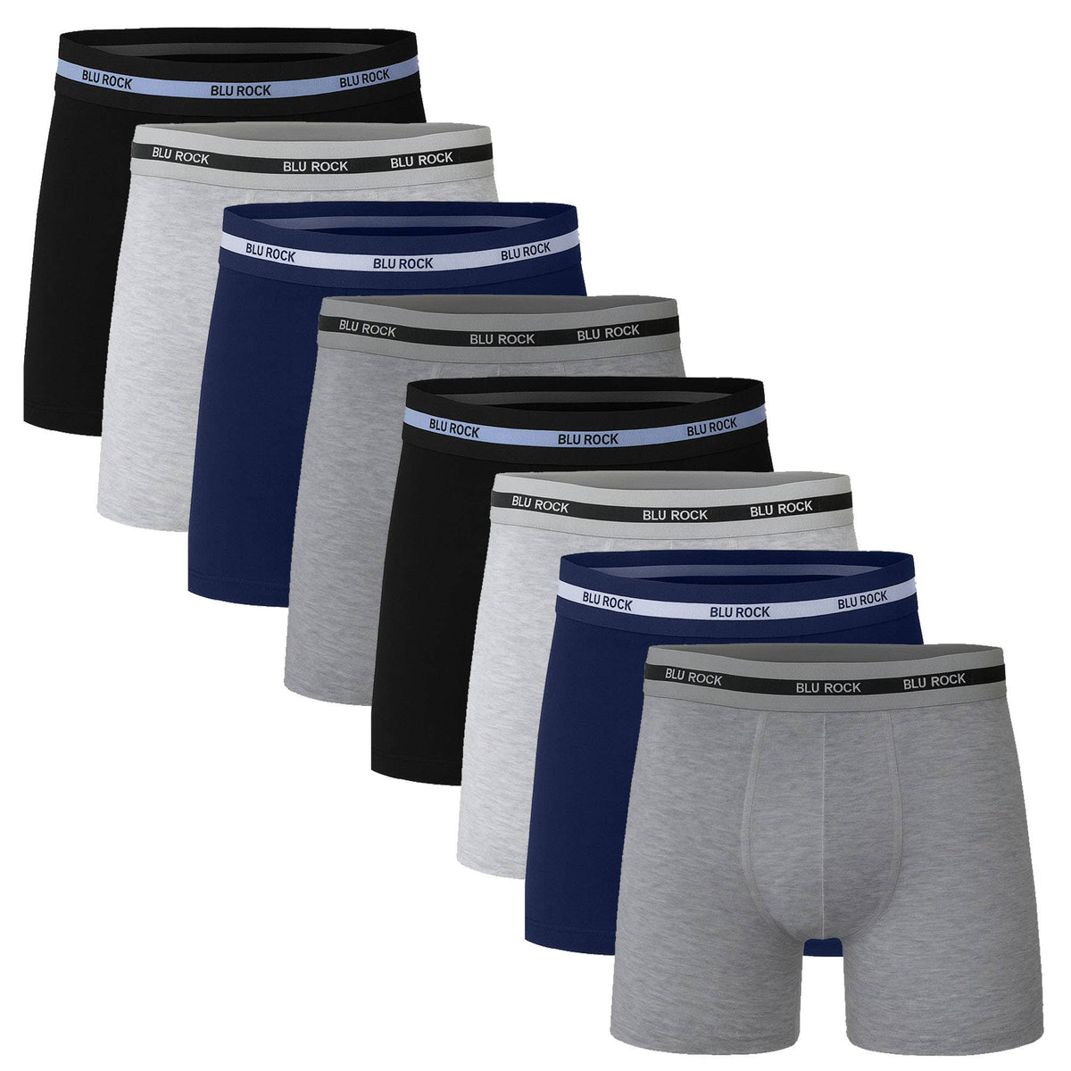 Men's 8-Pack Cotton Stretch Boxer Briefs (S-2XL): Charcoal/Navy/Black/Aqua/Red/Heather Grey / 2XL
