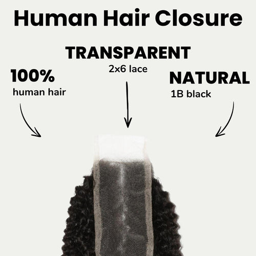 Afro Kinky 2x6 Transparent Lace Human Hair Closure - URBANPICK FASHION
