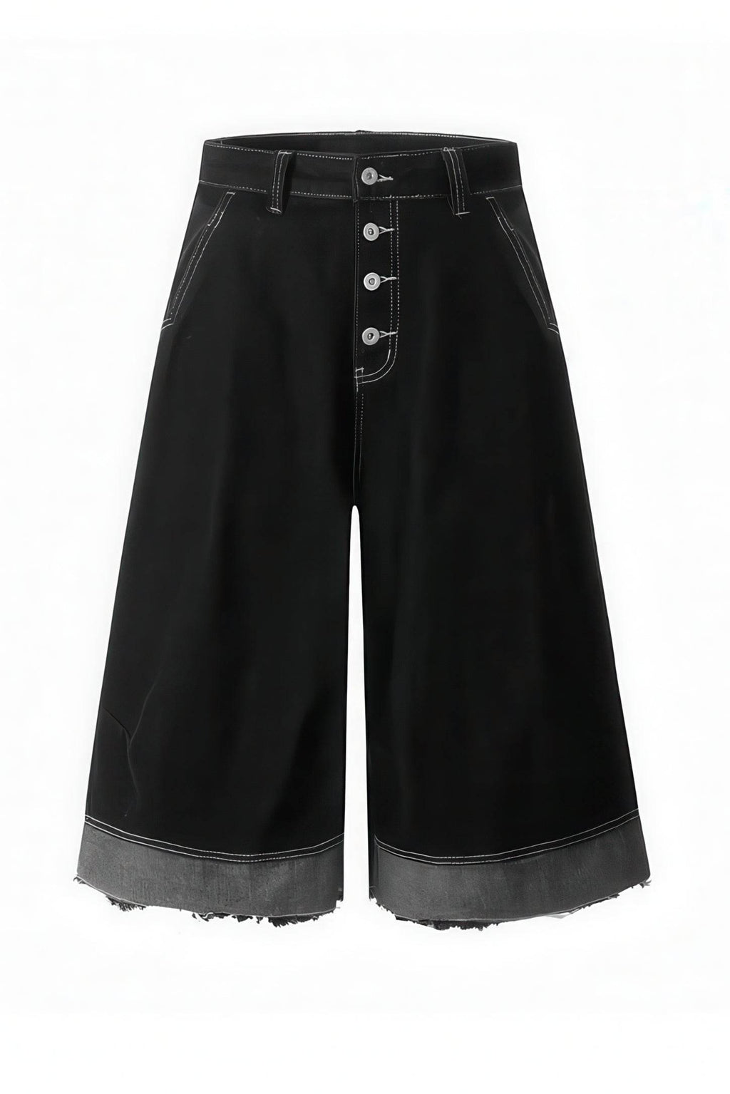 Button-Fly Cropped Jeans - Streetwear Washed Wide Leg Pants - URBANPICK FASHION
