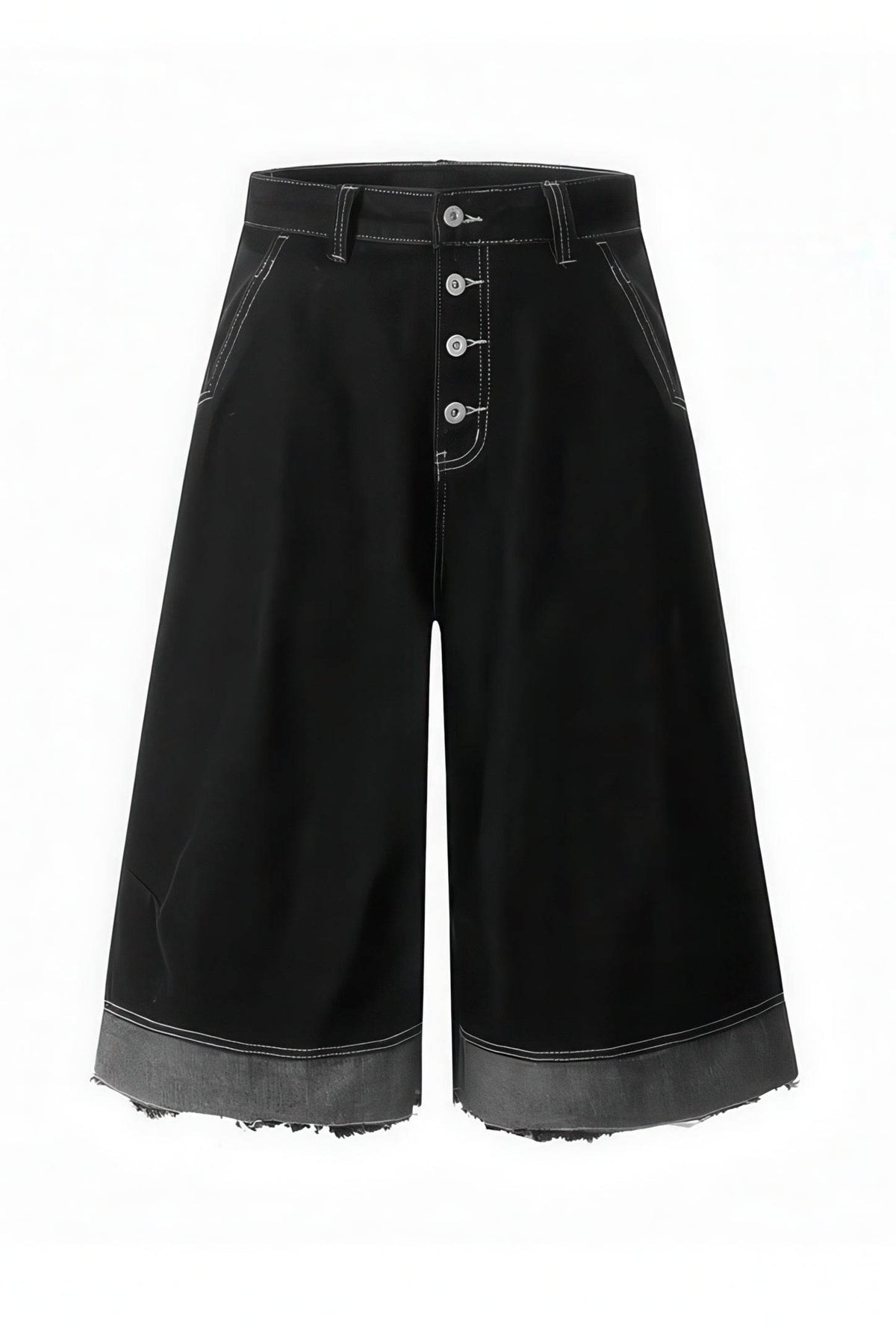 Button-Fly Cropped Jeans - Streetwear Washed Wide Leg Pants - URBANPICK FASHION