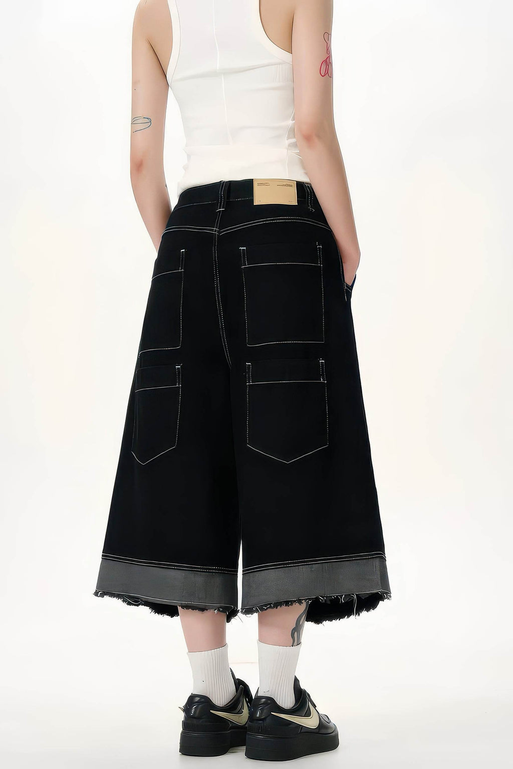 Button-Fly Cropped Jeans - Streetwear Washed Wide Leg Pants - URBANPICK FASHION