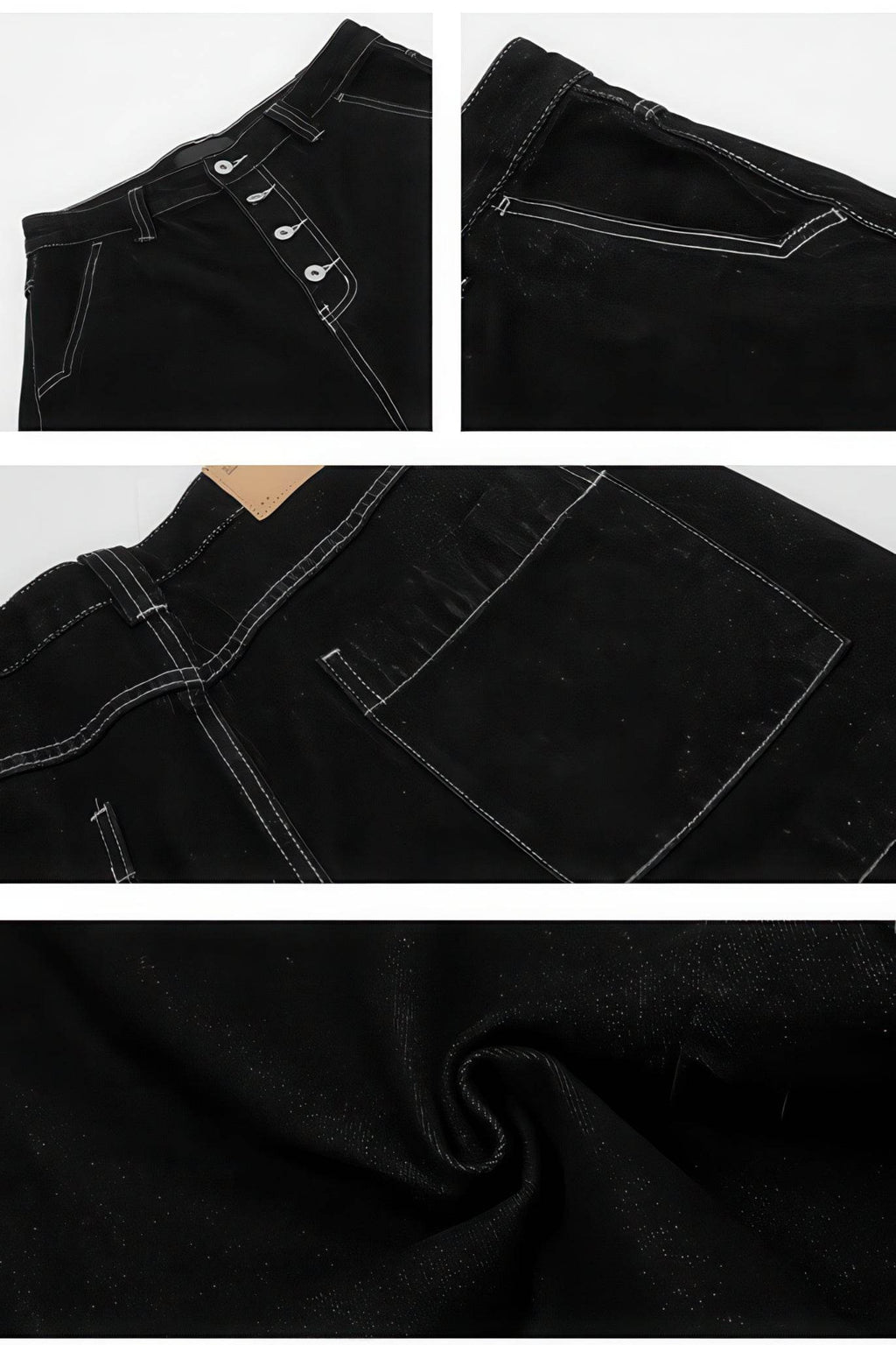 Button-Fly Cropped Jeans - Streetwear Washed Wide Leg Pants - URBANPICK FASHION