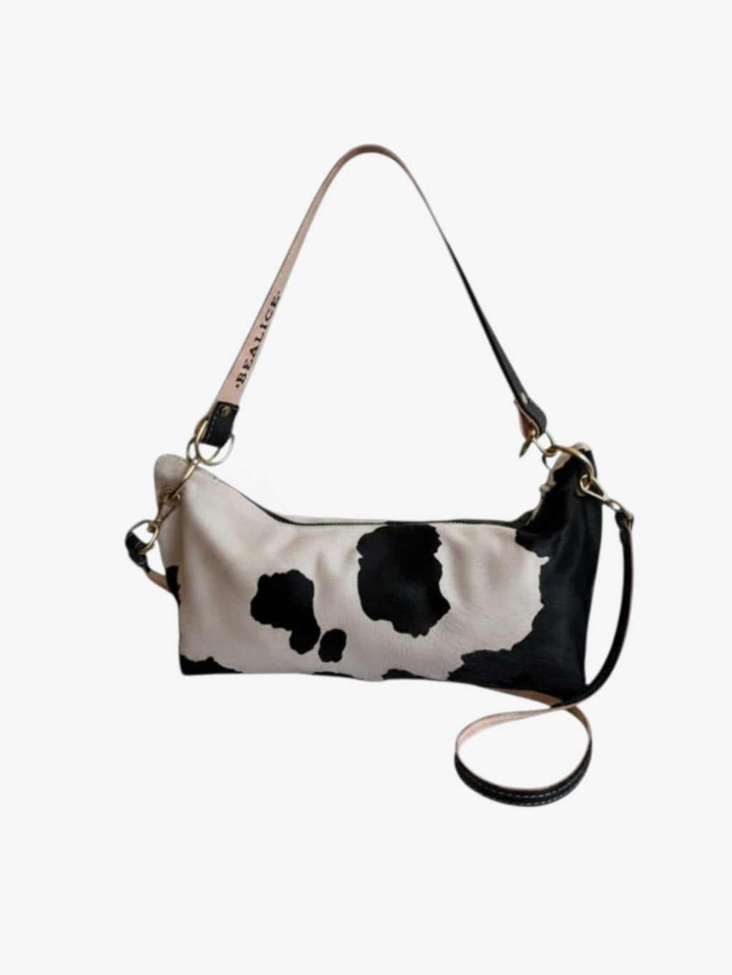 Blair Shoulder Bag, Cow Print-Black - URBANPICK FASHION