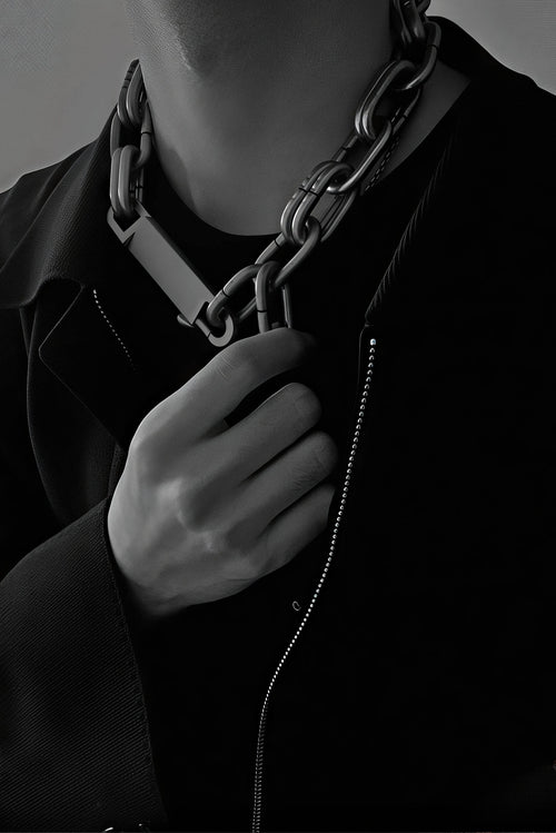 Chunky Metal Chain Necklace - Industrial Unisex Statement Piece - URBANPICK FASHION