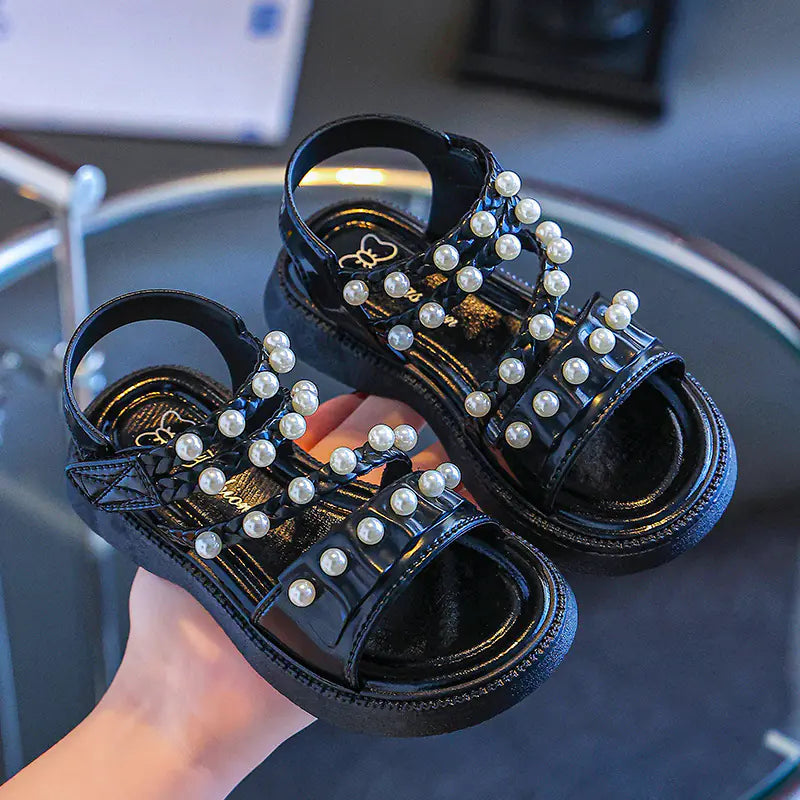 Girls' Summer Sandals with Pearls - Non-Slip Princess Shoes - URBANPICK FASHION