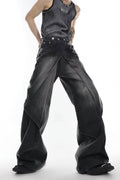 Distressed Denim Patchwork Jeans - Convertible Flare Design - URBANPICK FASHION