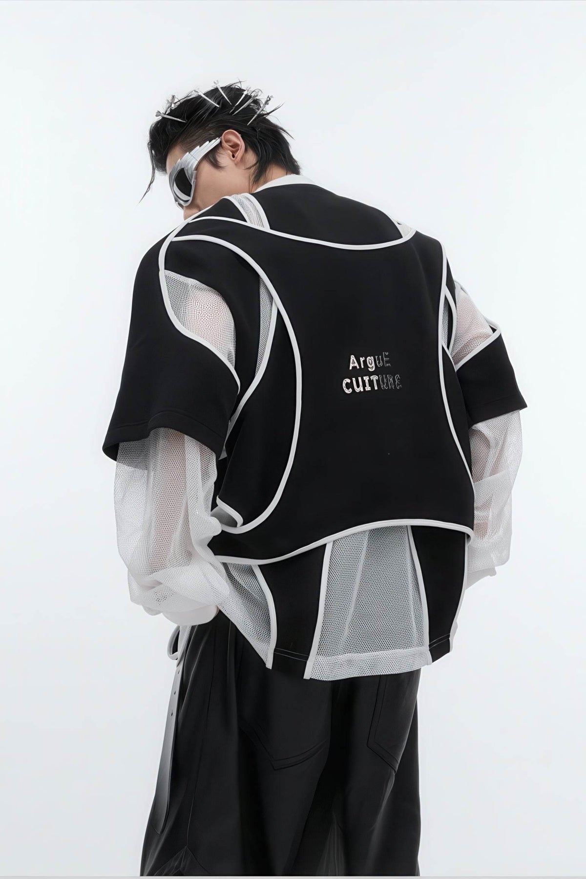 Deconstructed Split Hoodie - Heavyweight Metal Trim with Shoulder Pads - URBANPICK FASHION