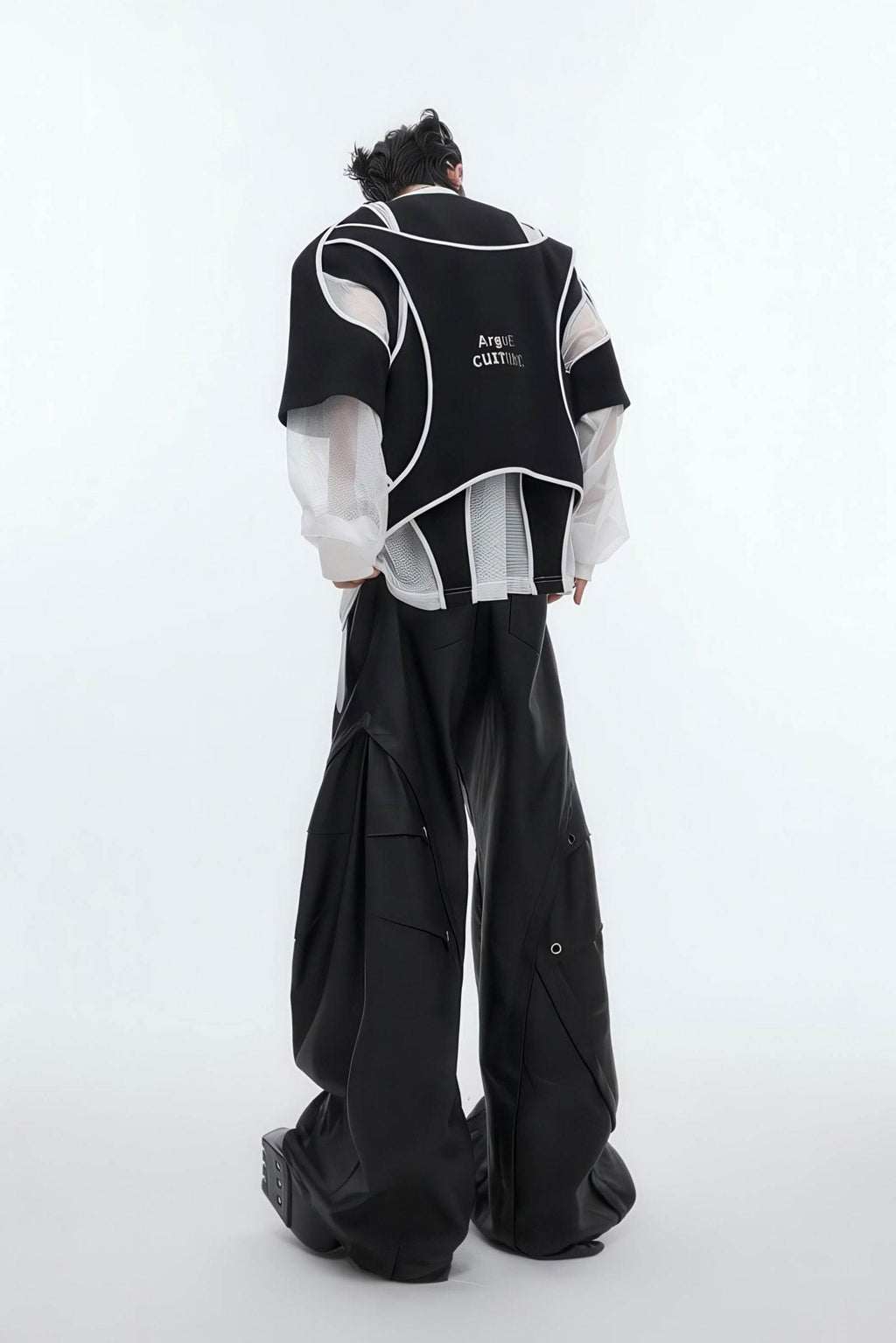 Deconstructed Split Hoodie - Heavyweight Metal Trim with Shoulder Pads - URBANPICK FASHION
