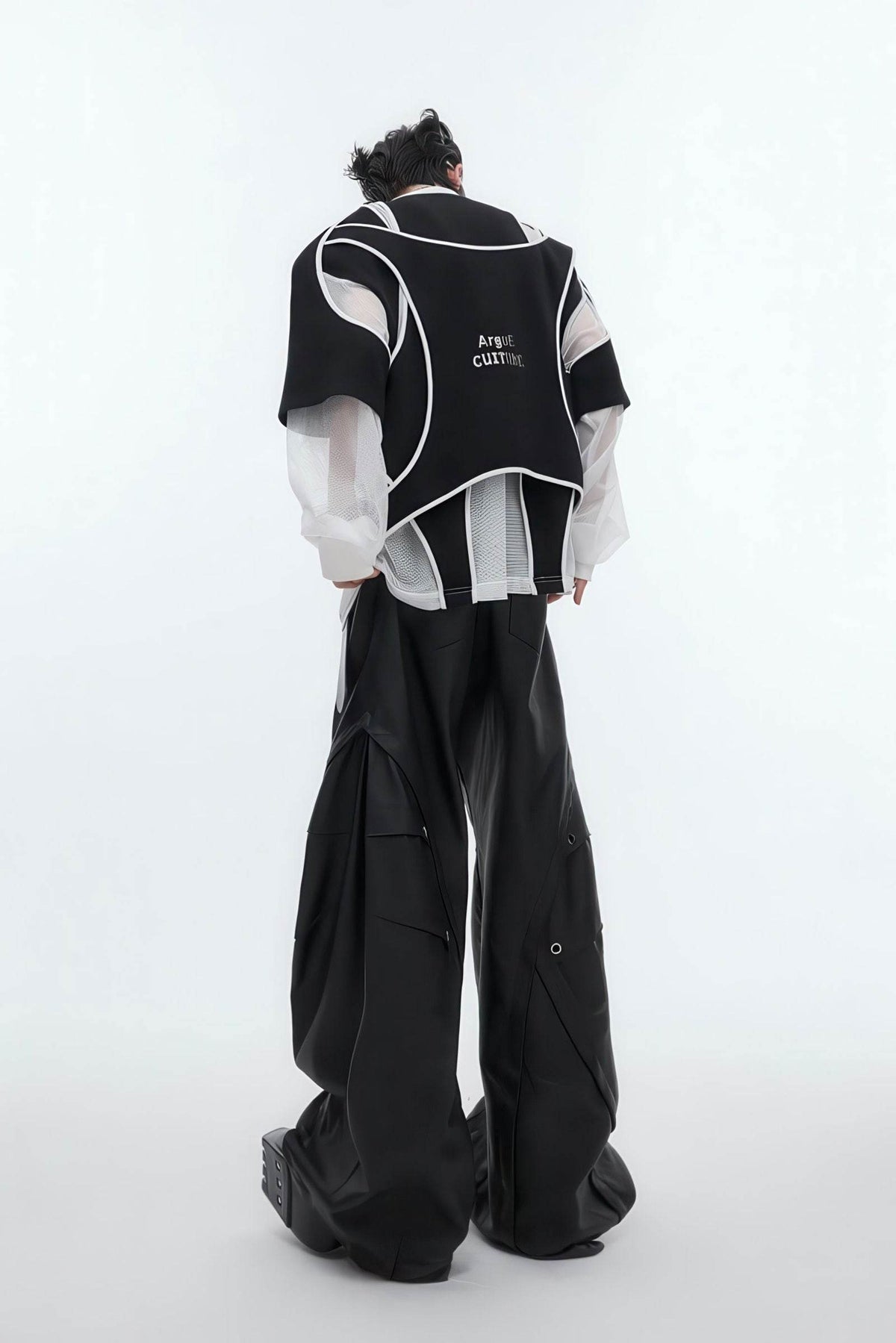 Deconstructed Split Hoodie - Heavyweight Metal Trim with Shoulder Pads - URBANPICK FASHION