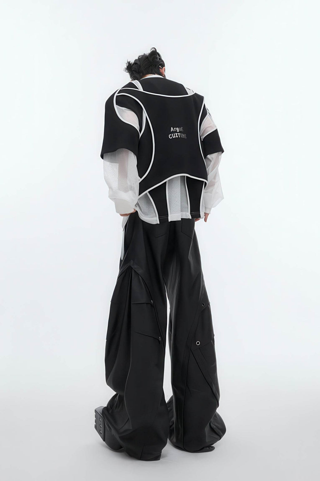 Deconstructed Split Hoodie - Heavyweight Metal Trim with Shoulder Pads - URBANPICK FASHION