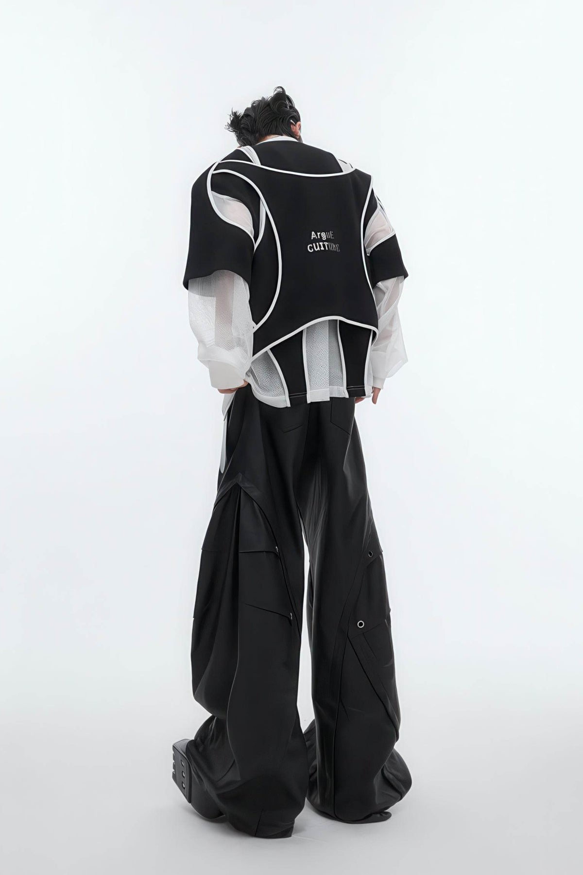 Deconstructed Split Hoodie - Heavyweight Metal Trim with Shoulder Pads - URBANPICK FASHION