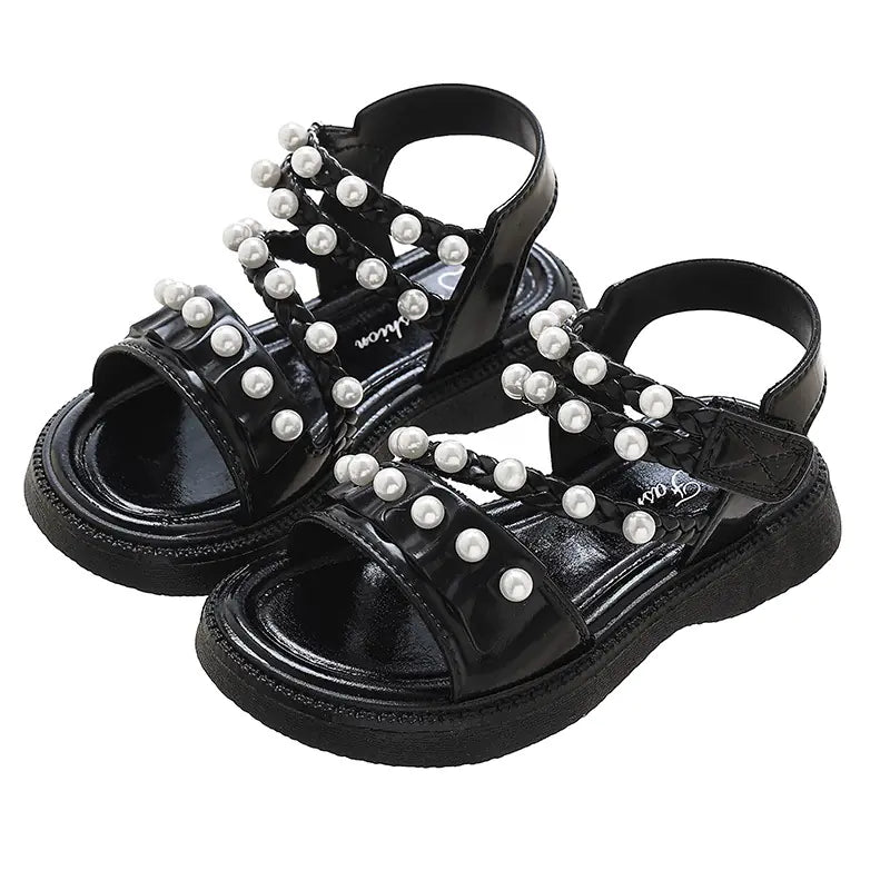 Girls' Summer Sandals with Pearls - Non-Slip Princess Shoes - URBANPICK FASHION