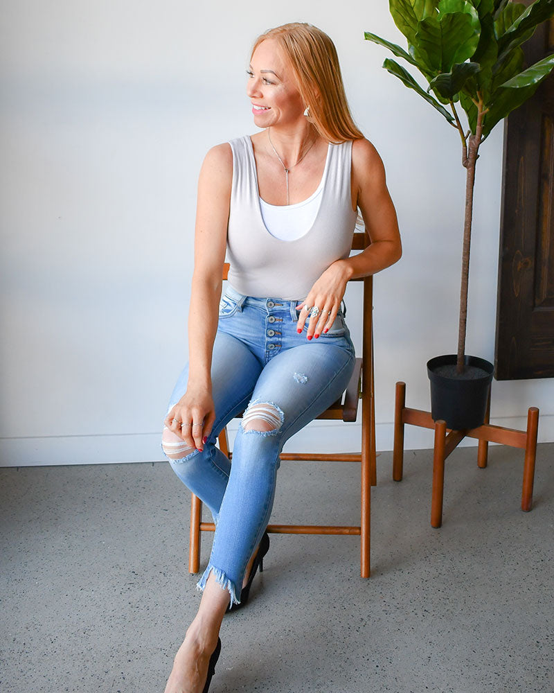 Classic Wide Strap Tank Halftee - URBANPICK FASHION