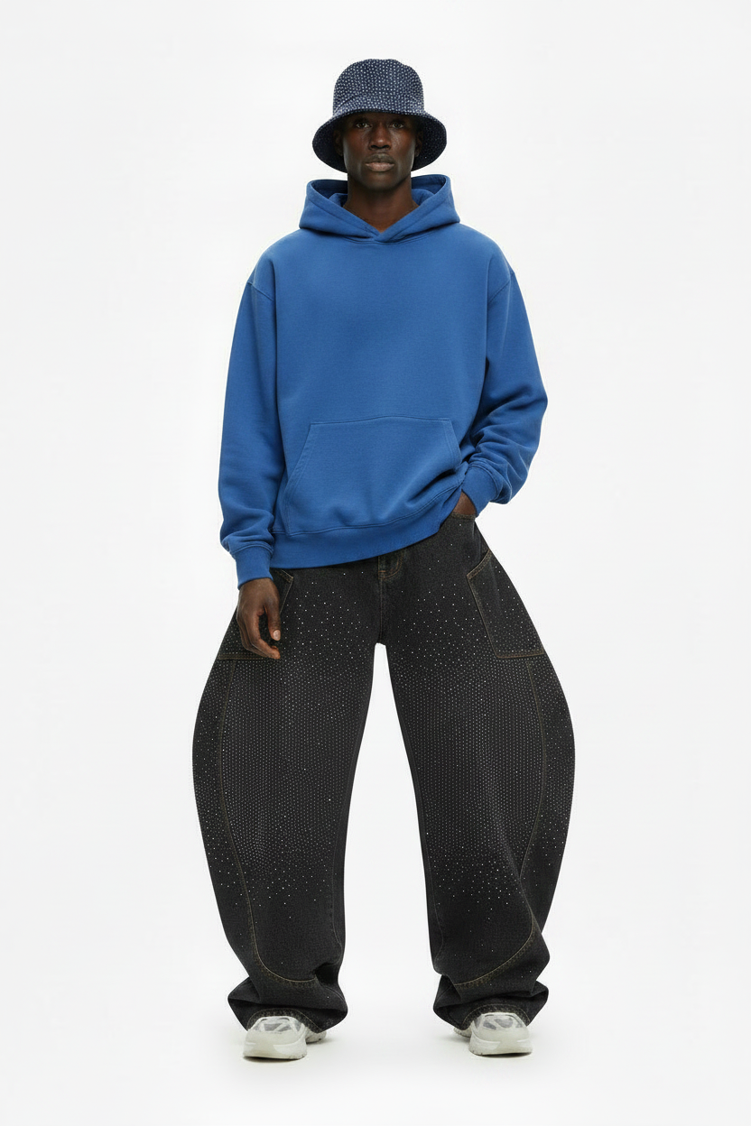 Crystal Embellished Barrel-Leg Jeans
