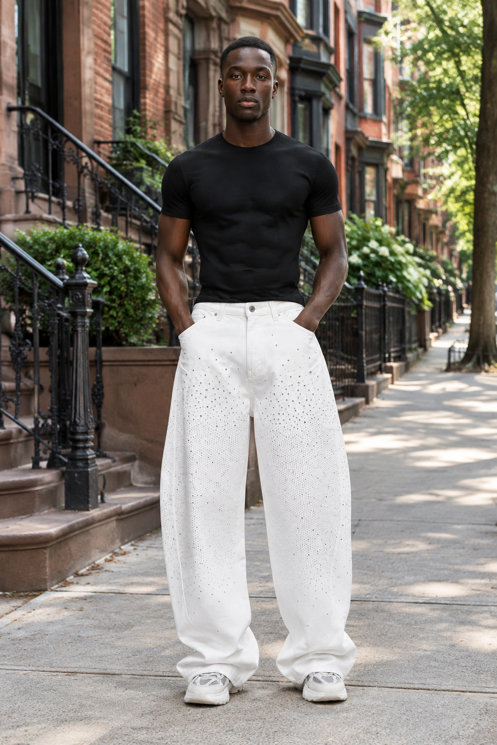 URBANPICK Crystal White Wide-Leg Jeans