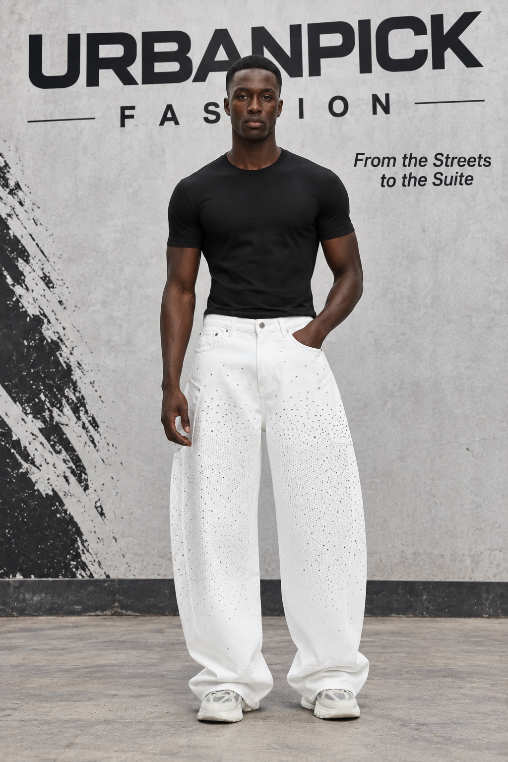 URBANPICK Crystal White Wide-Leg Jeans