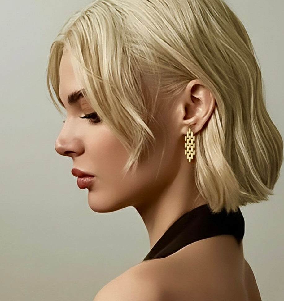 ER004G B.Tiff Gold Ripple Earrings - URBANPICK FASHION